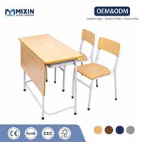 Bureau et chaises d'école en bois pour deux personnes, mobilier scolaire, table et chaise pour les élèves, structure en métal, tables d'étude pour étudiants