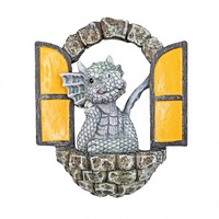 Figurine de dragon en résine peinte à la main, statue pour fenêtre, 15,4 cm, décoration de maison et de jardin, ornement fantastique nordique