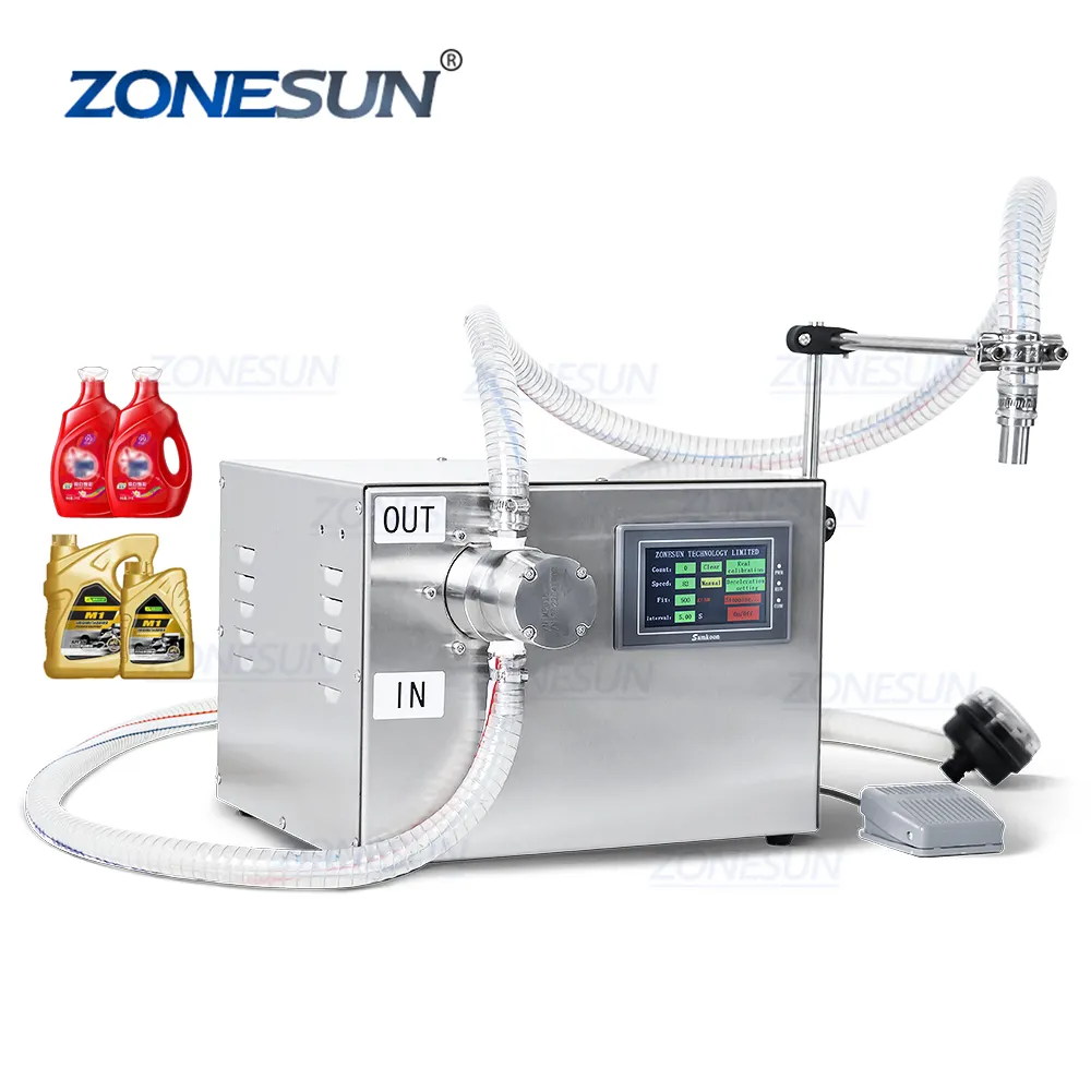 Zonesun ZS-G25A Magnetische Pomp Wasmiddel Drank Shampoo Sesamolie Grote Flow Fles Kwantitatieve Dikke Vloeistof Vulmachine