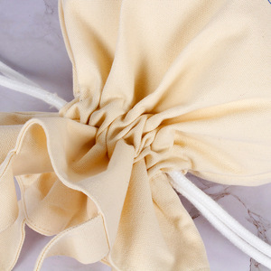 Sac en toile naturelle moyen avec cordon de serrage, logo personnalisé par transfert thermique, écologique, lavable, sac pour produits, sac en coton pour événements scolaires - Product Image 2