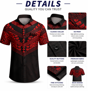 Fabricante de Camisas Hawaianas Polinesias Personalizadas OEM ODM, Camisa Unisex de Samoa, Tonga, Fiyi, <span class=keywords><strong>Tahiti</strong></span>, Maorí, Tribal, Islas del Pacífico, Aloha - Product Image 3