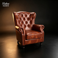 Fauteuil Club Whisky Cigar Lounge en Cuir PU Fait Main, Chaise à Dossier Haut Durable pour la Maison, le Bar, l'Hôtel, le Bureau