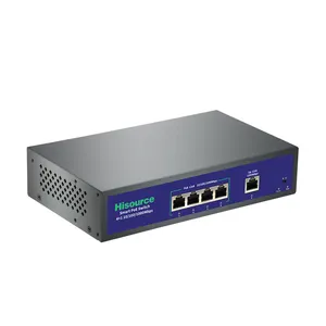 Hisource Full Gigabit 4 Port POE Switch Support IEEE 802.3af/at Network Switch Uplink 1 Gigabit Port for IP Camera/CCTV Security