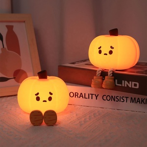 Halloween Pumpkin LED Night <b>Light</b> With <b>Rope</b> Hanging Legs USB Rechargeable Adjustable Brightness Silicone Touch Lamp - Product Image 1
