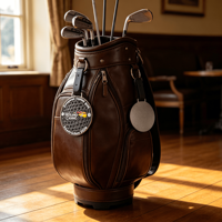 Étiquettes de sac de golf en métal classiques, durables, originales, uniques, avec badges, en aluminium