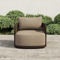 Canapé 3 places moderne avec ottoman en aluminium, ensemble de meubles d'extérieur pour jardin, patio, cour, hôtel, villa