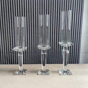 Set Of 3 Hurricane Glass Candle Holder Clear Cylinder Chimney Tube Windproof Taper Candlestick For Wedding Event - Product Image 5