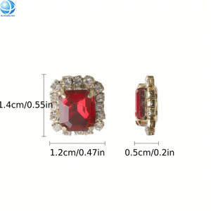 Boutons rectangulaires en cristal AB colorés de <span class=keywords><strong>haute</strong></span> qualité à coudre, à dos plat, 12 x 14 mm, boucle en verre pour vêtements et artisanat DIY - Product Image 6