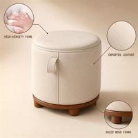 Pouf rond rembourré avec poignée, repose-pieds portable pour chambre à coucher, salon, maison et dressing