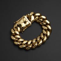 Bijoux Hip Hop personnalisés, chaîne et bracelet en acier inoxydable plaqué or 18 carats, maillons cubains Miami de 8 mm