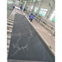 Plaque en surface solide acrylique Koris Brand HW6801-2, motif marbre noir, grande dalle 3660*760*12mm, pour comptoirs de cuisine