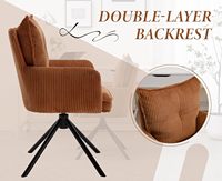 Chaise de cuisine à dossier rembourré double couche, chaise de loisirs moderne de luxe en tissu doux, chaise de salle à manger en velours côtelé avec base en métal