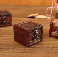 Boîte de rangement en bois petit étui organisateur de bijoux Mini coffre au trésor Vintage en bois boîtes à bonbons
