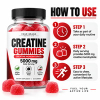Gummies de créatine monohydrate en marque blanche 5000mg sans sucre, supplément nutritionnel sportif, fabricant OEM ODM