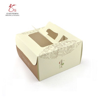 Boîtes à gâteaux en carton personnalisées de style populaire avec poignée pour l'emballage de pâtisseries et desserts de boulangerie, vente en gros