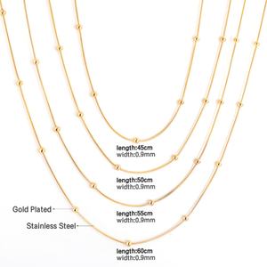 Cadenas de Collar de Bolas Redondas de Acero Inoxidable Dorado y Plateado de 0.9mm*45-55cm, Accesorios de Moda 2022 Baratos - Product Image 3