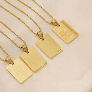 Collar <span class=keywords><strong>de</strong></span> Acero Inoxidable Hipoalergénico Impermeable con Colgante Rectangular Minimalista Grabado con Afirmaciones para <span class=keywords><strong>Mujer</strong></span>, Venta al por Mayor - Product Image 5