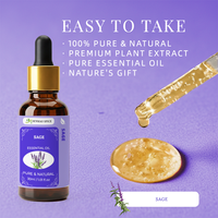 Huile Essentielle Florale de Sauge Naturelle Rafraîchissante et Antibactérienne pour l'Aromathérapie, la Méditation, les Diffuseurs, les Massages Cutanés et les Soins Respiratoires