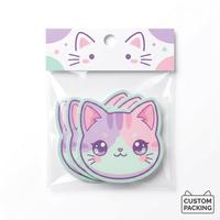 Pegatinas de Vinilo de Gatos Anime Kawaii, Calcomanías Personalizadas con Logotipo de Animales, para Empresas Pequeñas y Regalos de Papelería