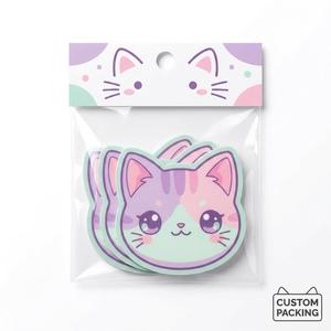 Pegatinas de Vinilo de Gatos Anime Kawaii, Calcomanías Personalizadas con Logotipo de Animales, <span class=keywords><strong>para</strong></span> Empresas Pequeñas y Regalos de Papelería - Product Image 4