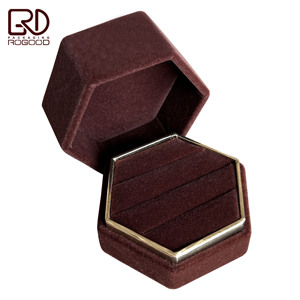 ROGOOD Scatola Esagonale in Velluto per Gioielli 73*63*53mm Verde/Marrone/Bianco/Rosa/Beige/Rosso/Nero/Blu/Grigio per Anelli/Orecchini P1710 - Product Image 5
