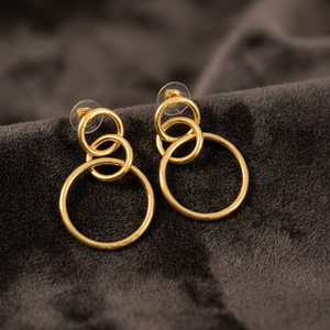 Soumya Creation Handmade Brass Hoop Earrings Gold Plated Cute Geometric Design Indian Women's Jewelry From Rajasthan - Product Image 3