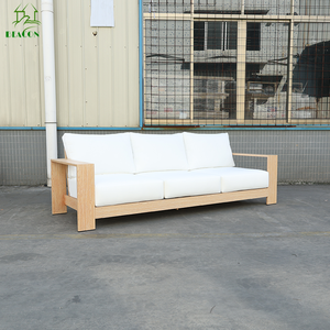 Canapé d'angle de jardin en aluminium 3 <span class=keywords><strong>places</strong></span>, motif bois, résistant à l'eau, pour patio extérieur et cour - Product Image 5