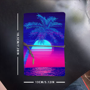 Carnet vintage A6 avec fermeture à cravate Papier épais Cadeau record de réunion pour directeurs marketing avec palmier Sunset Oce - Product Image 6