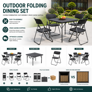 Autres meubles d'extérieur - Ensemble table et chaises pliantes portables pour le camping - Ensemble repas pliant carré - Product Image 3
