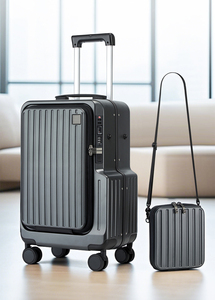 Vali du lịch cỡ 20 inch cao cấp GEMULIN, mở phía trước, chất liệu nhôm, có ngăn đựng cốc, khóa TSA, bánh xe xoay 360 độ - Product Image 2