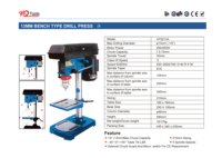 HY5213A Perceuse ZJ4113A Perceuse verticale 250W/350W Table Top Métal Mini Perceuse Presse Vitesse Variable