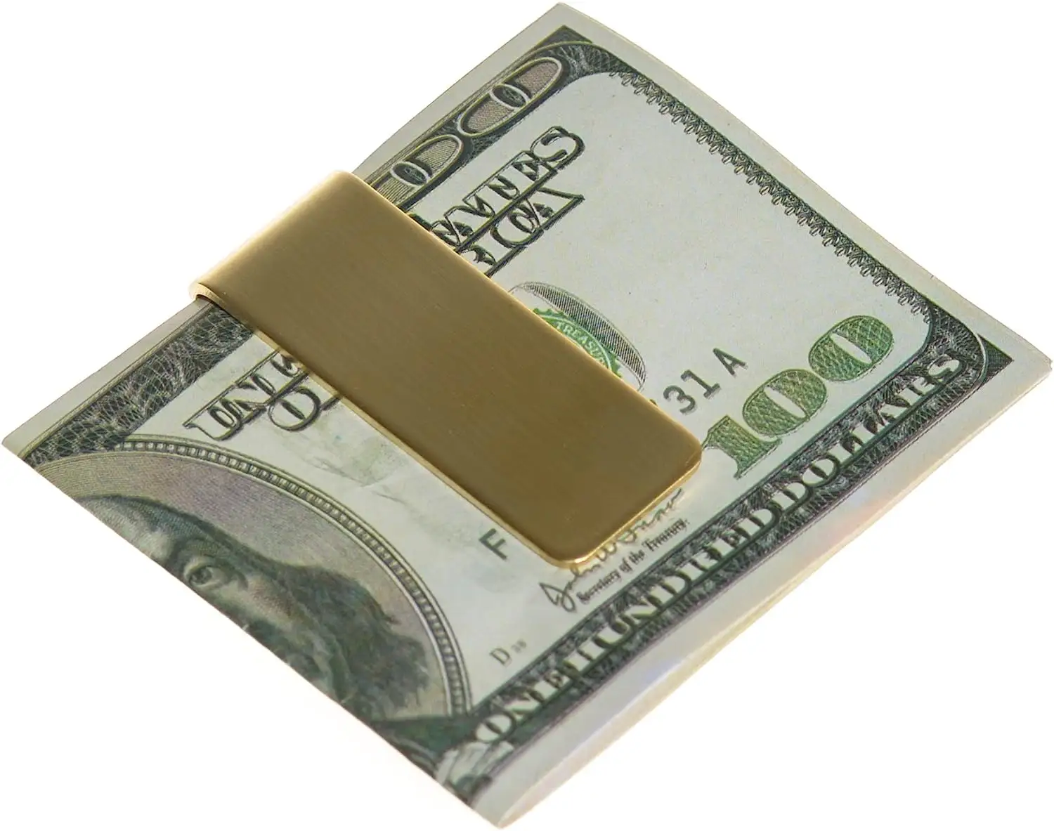 Factory Customized Money Clip Brass Material Metal Gold Color Brush Cash Clip