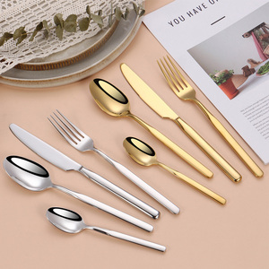 Nuevo Juego de Cubiertos de Lujo, Juego de Cubiertos de Plata y Oro, Acero Inoxidable 304, Juego de Cubiertos Pesados para Fiestas, Restaurantes y Servicios de Catering - Product Image 1