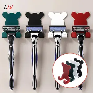 1 unidad Gancho autoadhesivo decorativo para pared, soporte creativo con forma de oso para afeitadora, gancho para llaves, clip para cable de datos, organizador de cables de escritorio - Product Image 2