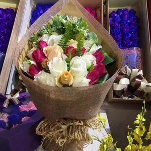 48CMX 5Y High Quality Eco-Friendly Dark Brown Linen Fabric Flower Wrapping Paper Roll Mesh Bouquet <b>for</b> Wedding Christmas Gifts - Product Image 2