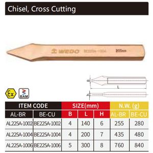WEDO BAM ATEX Certificate Non Sparking <strong>Tools</strong> <strong>Aluminium</strong> Bronze or Beryllium Copper <strong>Cutting</strong> Cross Chisel - Product Image 3