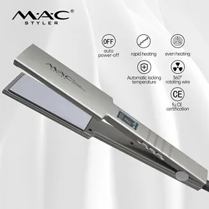 Plancha de pelo portátil de acero inoxidable con mango ergonómico, plancha plana de vapor, MCH