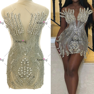 diamante beading for dresses RESTORA Couture Beaded Diamante Overskirt Formal Prom Evening Dress Black & Nude / 6 USA main image 1
