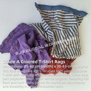 Colored T-Shirt Rags 100 Cotton Absorbent <b>Industrial</b> <b>Wiping</b> Cloths for General Workshop Use - Product Image 2