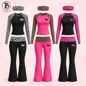 Set Due Pezzi Autunnale con Stampa Ghepardo <span class=keywords><strong>per</strong></span> Donne, Logo Personalizzato, Alta Qualità, <span class=keywords><strong>Camicie</strong></span> a Maniche Lunghe in Cotone e Pantaloni Leggings, Completo Loungewear <span class=keywords><strong>per</strong></span> Donne - Product Image 1