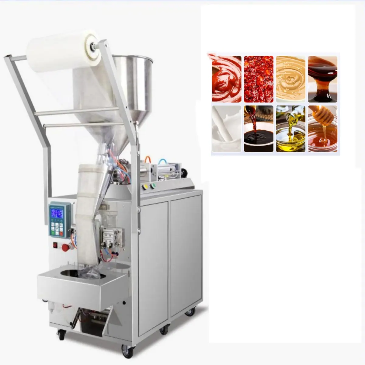Machine de remplissage et d'emballage de pâte liquide multifonctionnelle Machine de remplissage de pâte verticale scellée à trois côtés