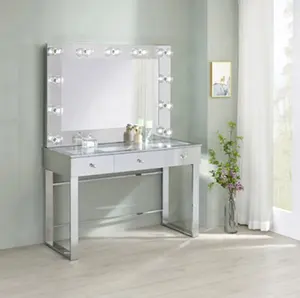 Современная спальня vaniti набор 3 ящиками со стеклянным верхом Зеркало со светодиодным светильником белый косметическое зеркало для макияжа туалетный столик/туалетный столик светодиодная зеркальная лампа Nordic