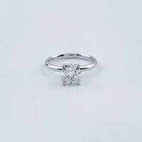 Anello di fidanzamento da donna in platino Pt950 con diamante fantasia coltivato in laboratorio, montatura a 4 griffe con gambo dritto e cuscino, stile semplice ed elegante