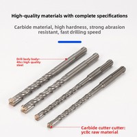 Foret SDS Plus pour marteau perforateur, à quatre cannelures, à pointe carbure, pour perçage de béton, de barres d'armature et de maçonnerie traversant les murs