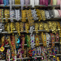 Vente Chaude Bordure en Dentelle Brodée Paillettes Or et Argent Tissu Métallique Soluble à l'Eau pour Décoration de Chapeau