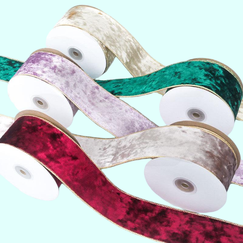 New Arrival Double Velvet Wired Edge Ribbon Purple Black Polyester for Christmas Gift Package & Party Decoration