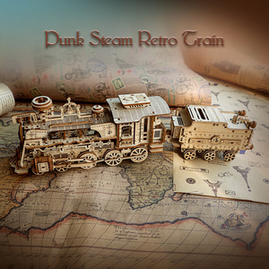 Rompecabezas 3D Estereoscópico de Tren de Vapor, Juguete Educativo Decorativo de Madera Hecho a Mano, Modelo de Ensamblaje DIY - Product Image 4