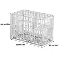 Cage carrée pour animaux de compagnie à structure en fer, grande porte latérale, échelle d'escalade, plateforme supérieure, double plateau coulissant en plastique, fermeture auto-agrippante, motif à carreaux