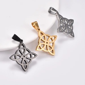 Collier Pendentif en Acier Inoxydable Nœud de Sorcière Croix pour Femme Homme, Breloques Religieuses Chrétiennes, Chaîne, Bijoux Métalliques Celtiques Nordiques - Product Image 5