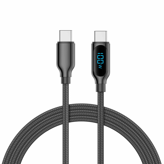 2026 New MIYU 100W 5A Braided Zinc Shell LED Digital Display Type-C Charging Cable